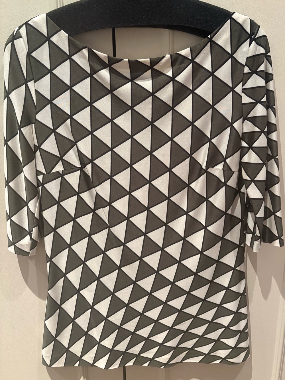 Prada Milano Silk Geometric Print Top IT 38 / US 4